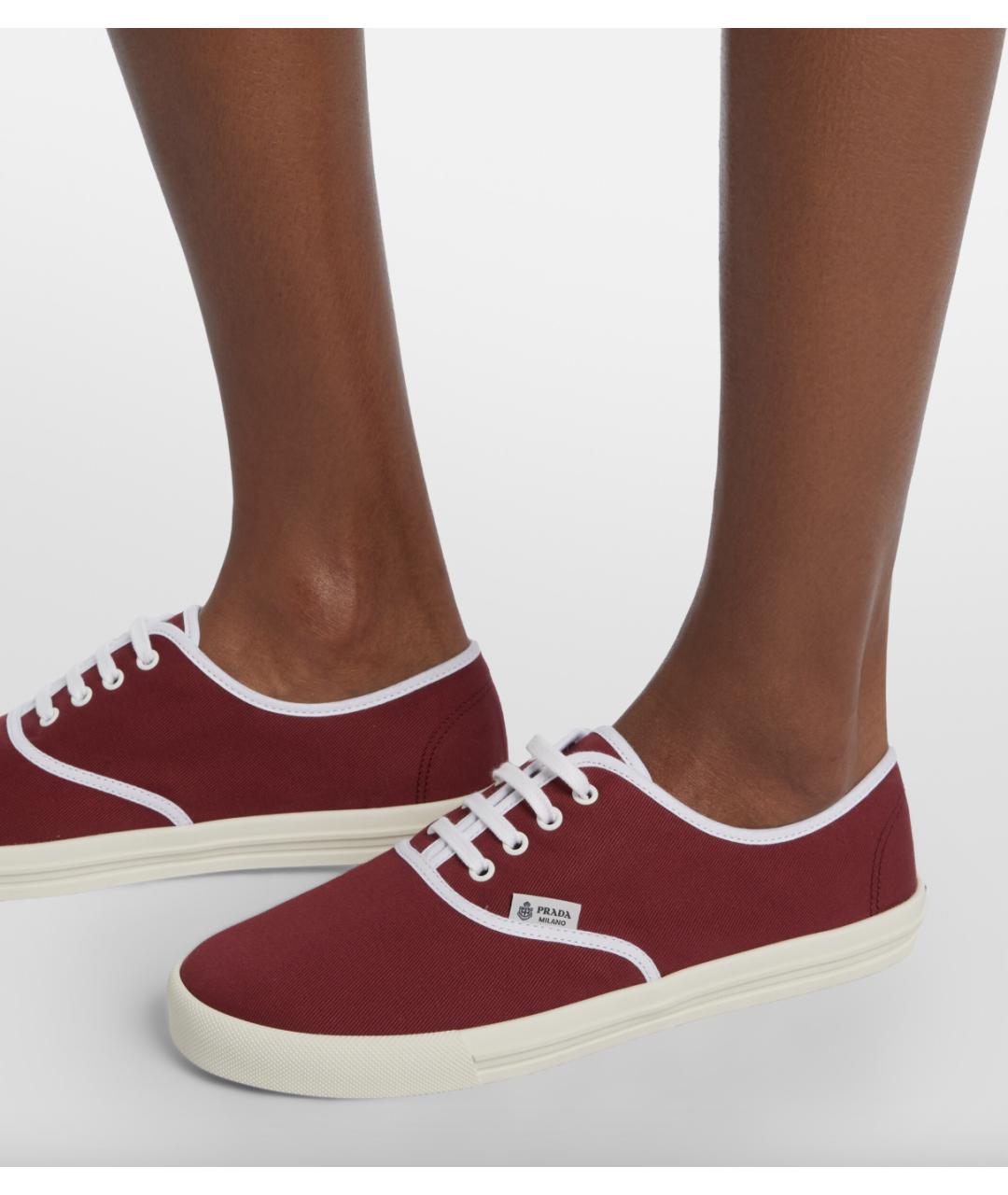 PRADA Красные текстильные низкие кроссовки / кеды, фото 4