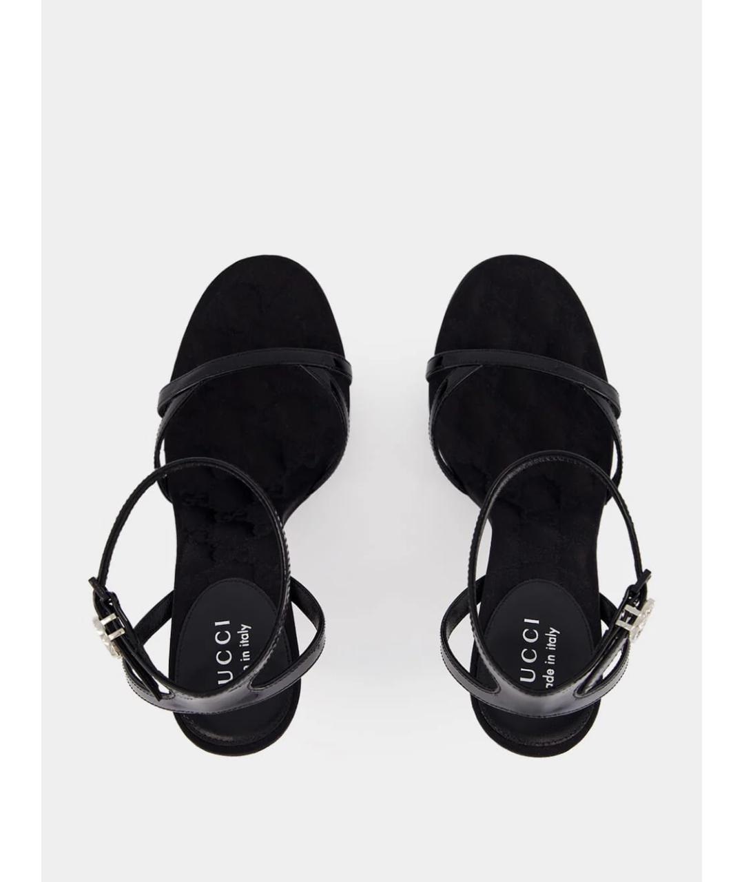 GUCCI Черные кожаные босоножки, фото 4