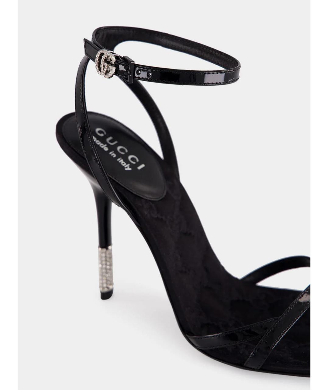 GUCCI Черные кожаные босоножки, фото 6