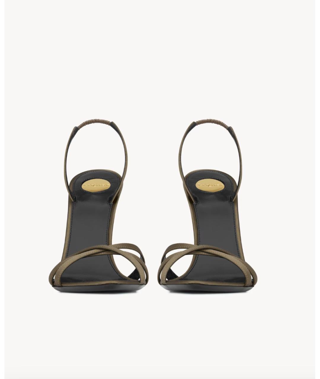 SAINT LAURENT Зеленые кожаные босоножки, фото 3