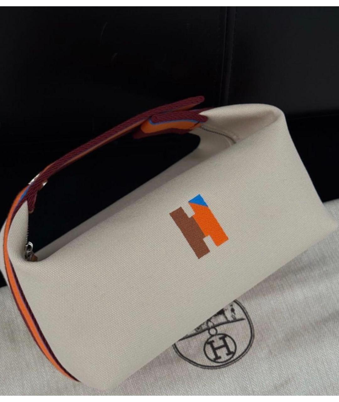 HERMES Бежевая хлопковая косметичка, фото 2