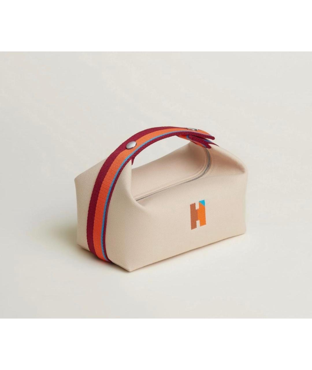 HERMES Бежевая хлопковая косметичка, фото 4
