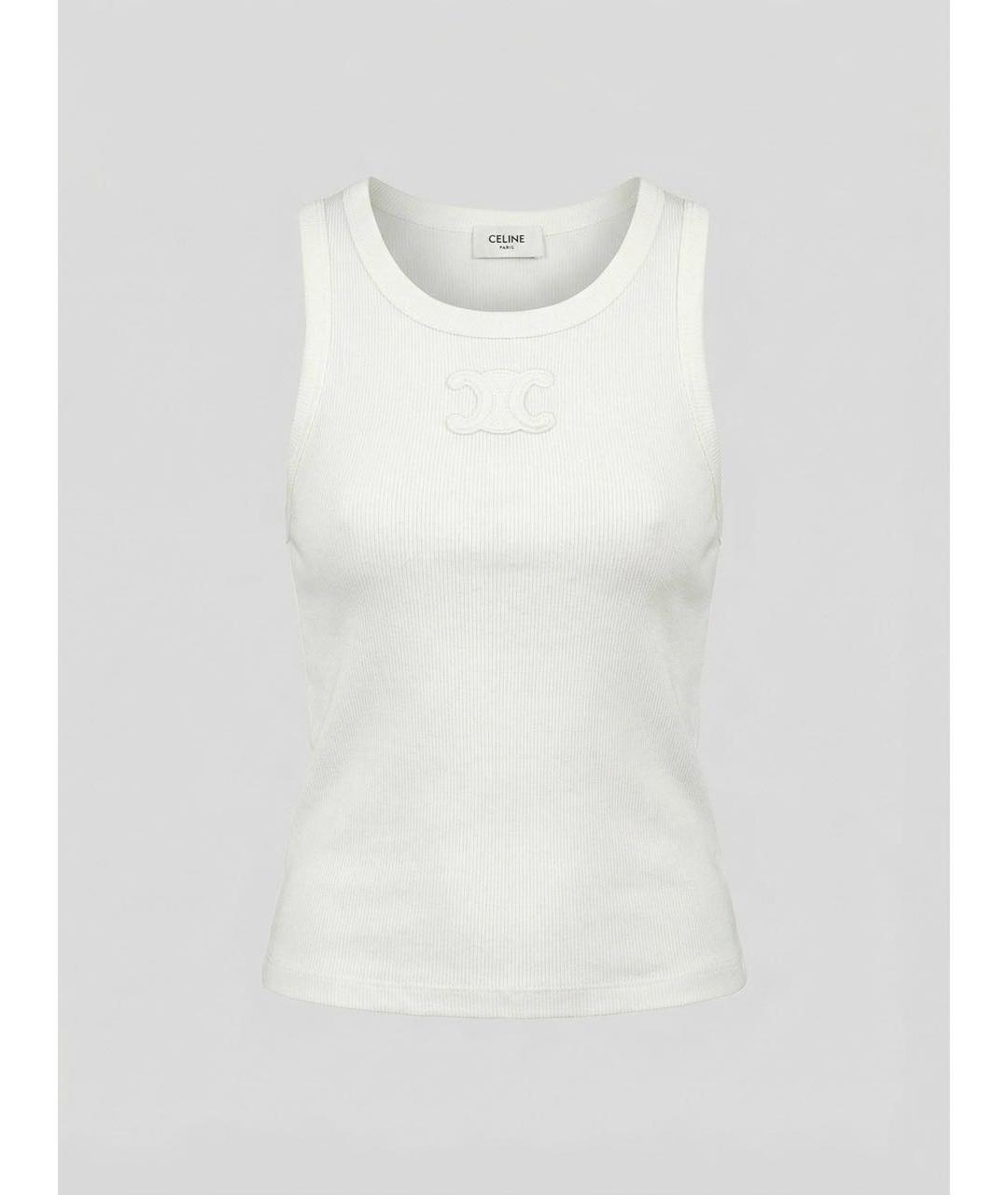 CELINE Белая хлопковая майка, фото 9