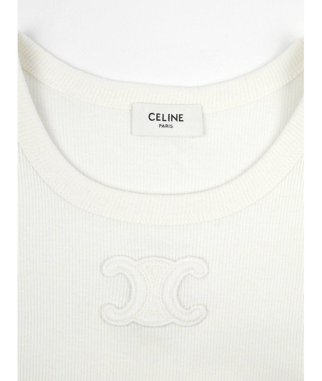 CELINE Белая хлопковая майка, фото 3