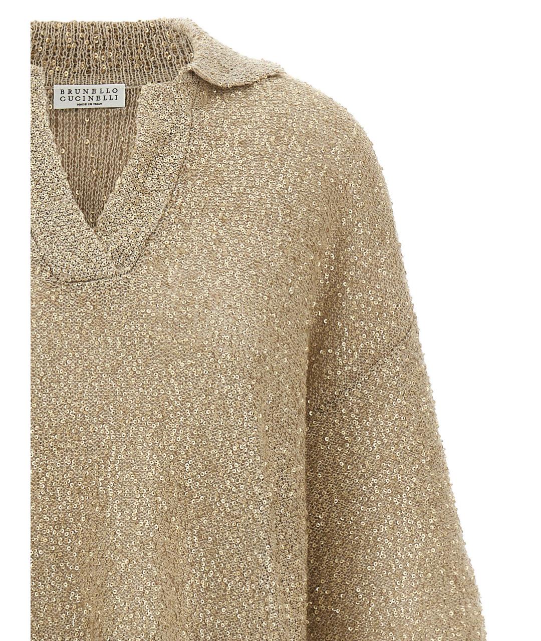 BRUNELLO CUCINELLI Бежевая льняная футболка, фото 3