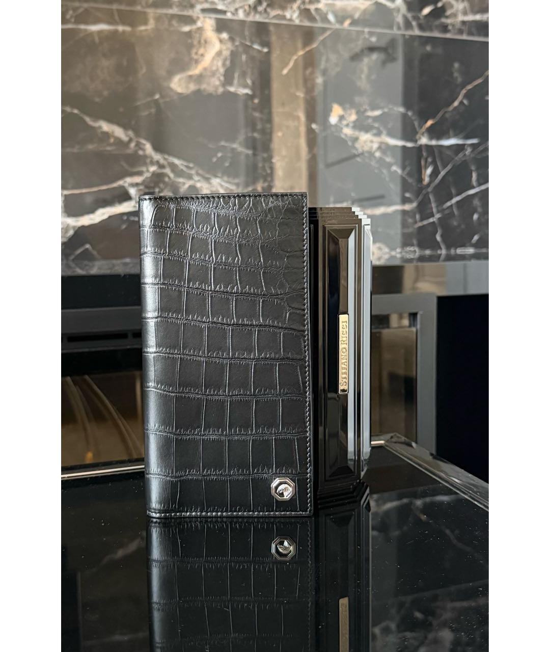 STEFANO RICCI Черный кошелек из экзотической кожи, фото 6