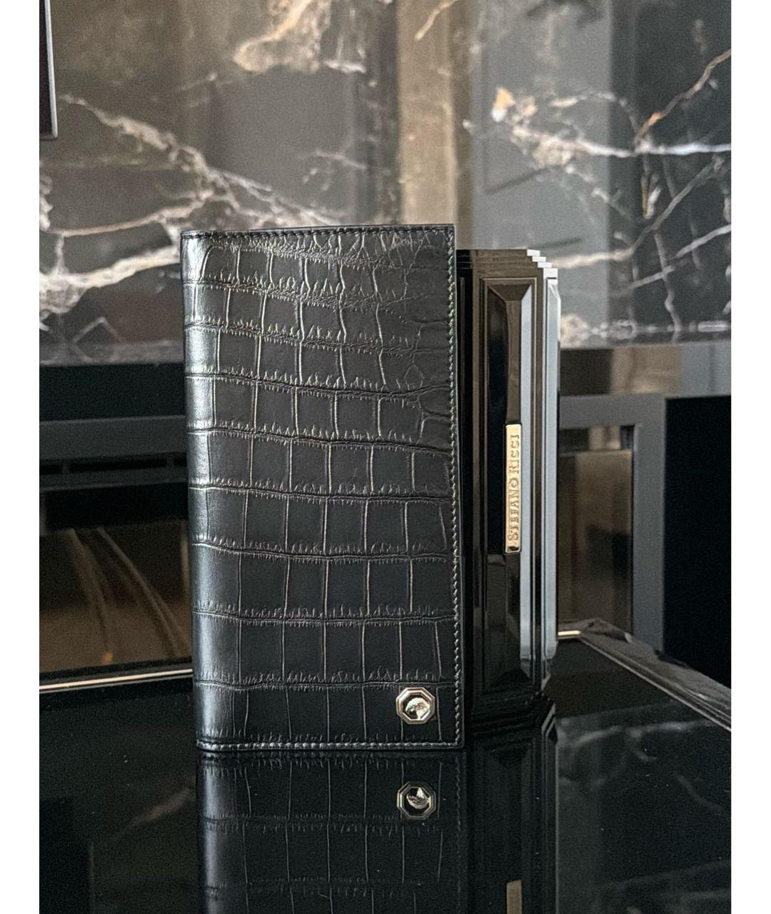 STEFANO RICCI Черный кошелек из экзотической кожи, фото 8