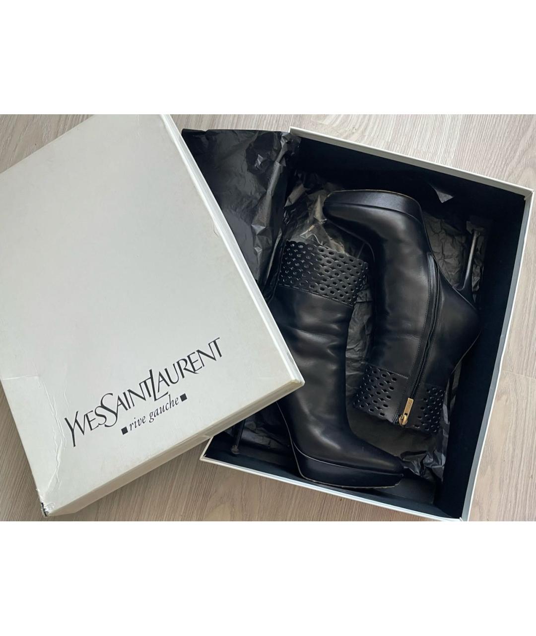 SAINT LAURENT Черные кожаные ботильоны, фото 2