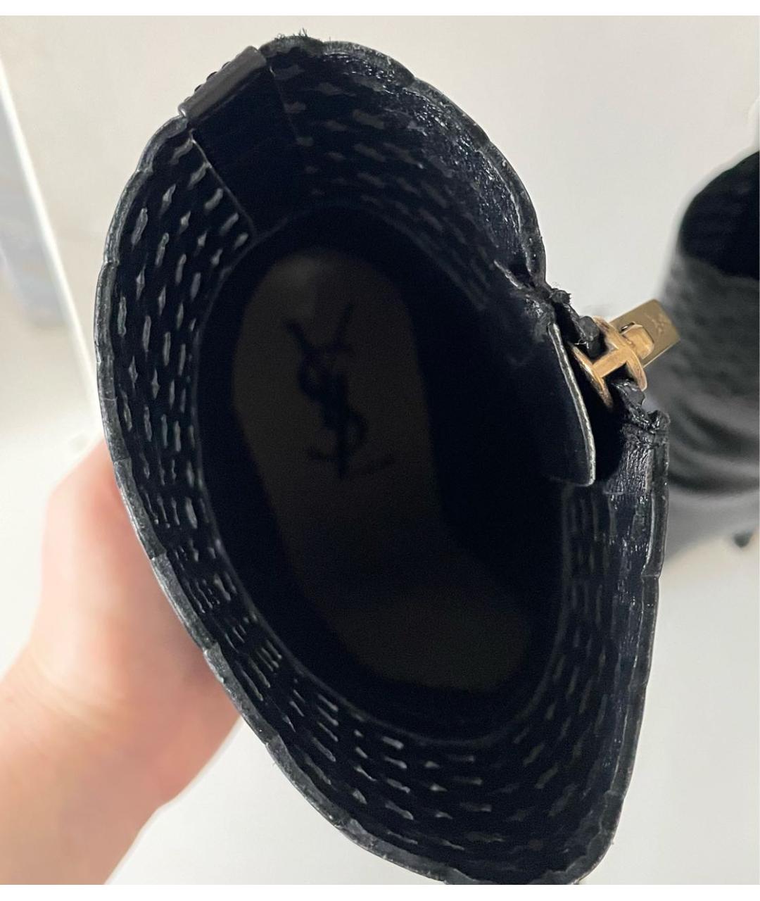 SAINT LAURENT Черные кожаные ботильоны, фото 3