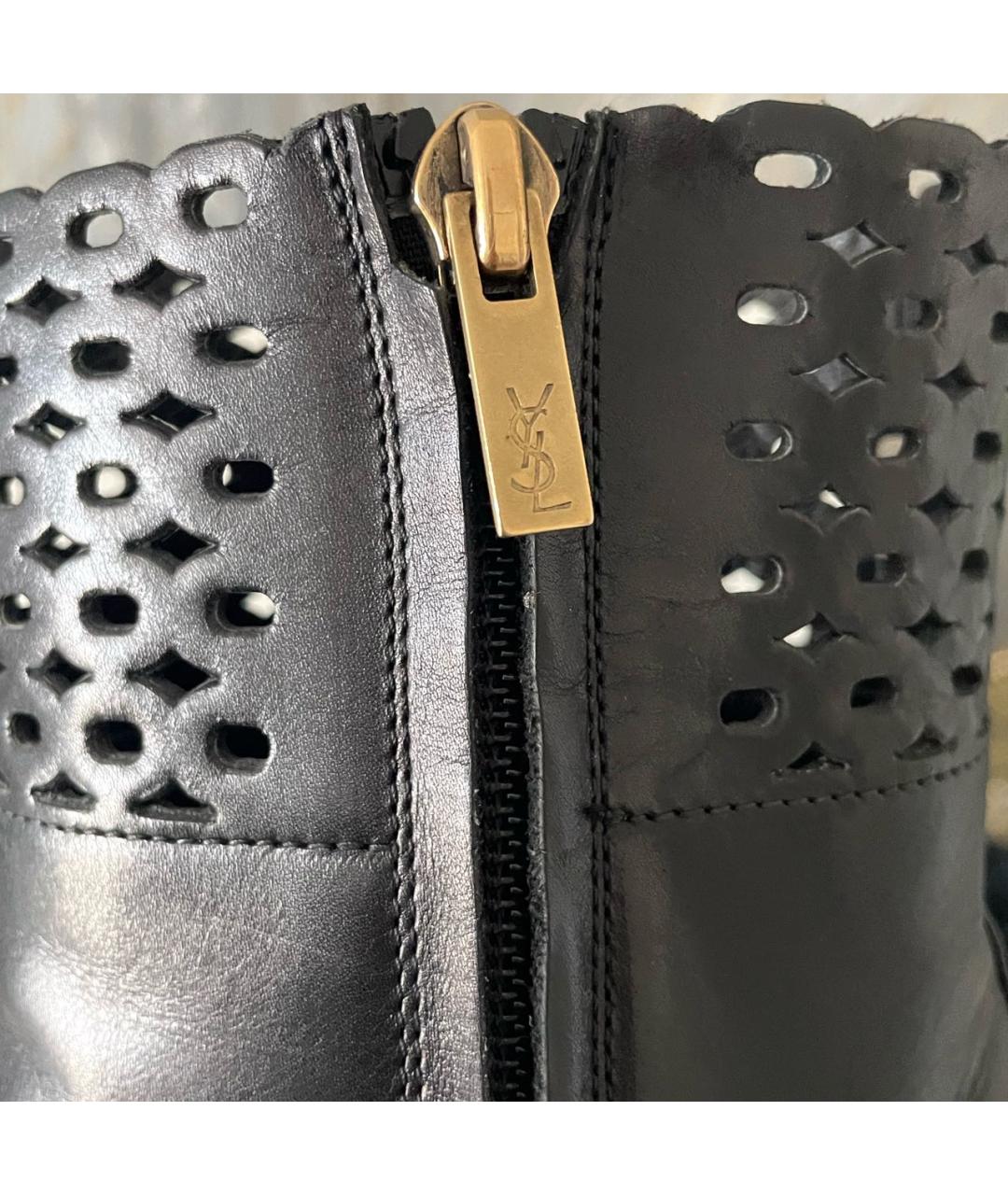 SAINT LAURENT Черные кожаные ботильоны, фото 4
