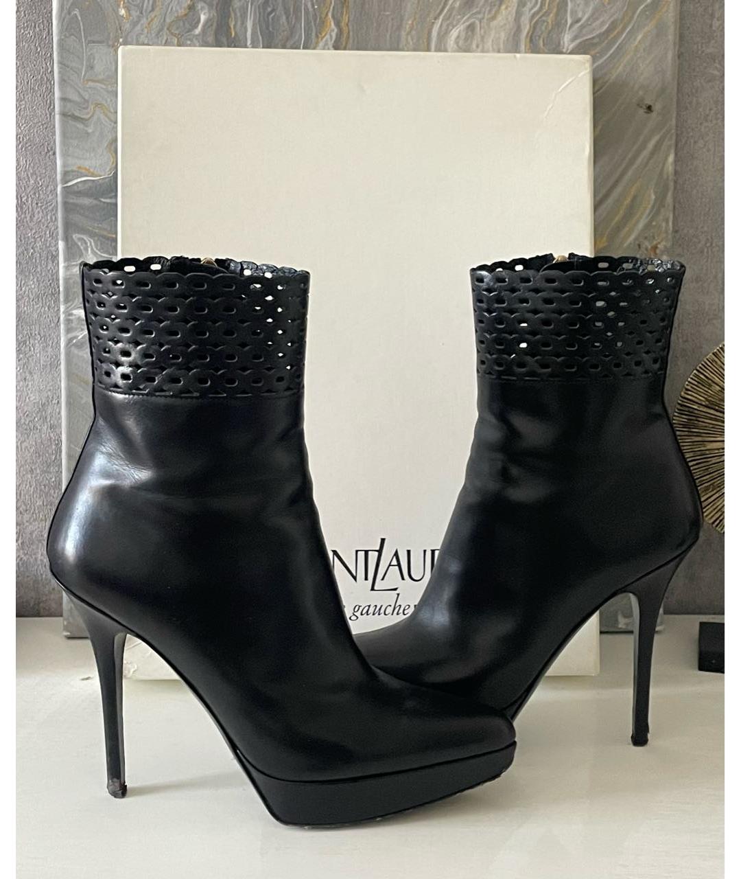 SAINT LAURENT Черные кожаные ботильоны, фото 5