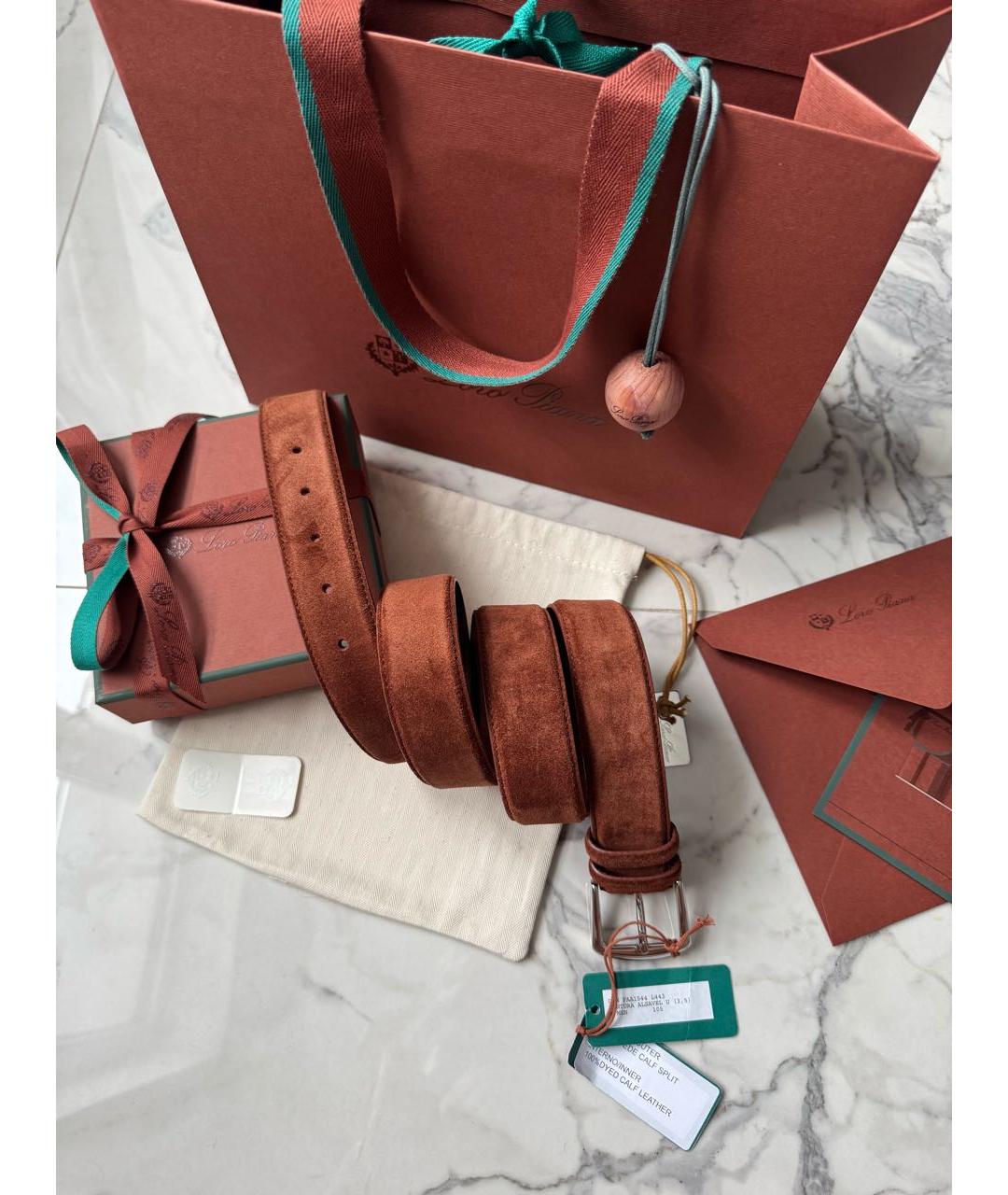 LORO PIANA Бордовый замшевый ремень, фото 5