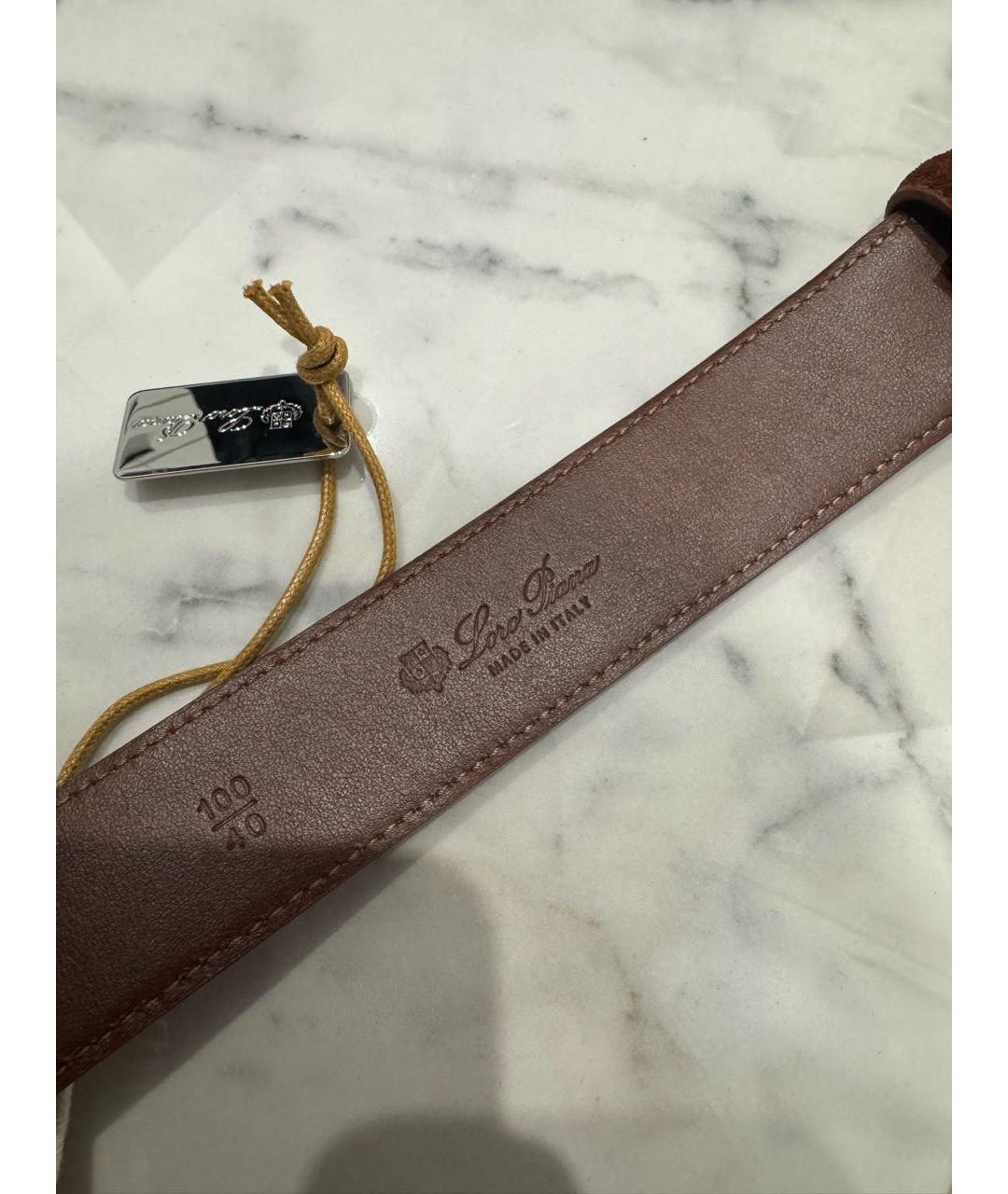 LORO PIANA Бордовый замшевый ремень, фото 7