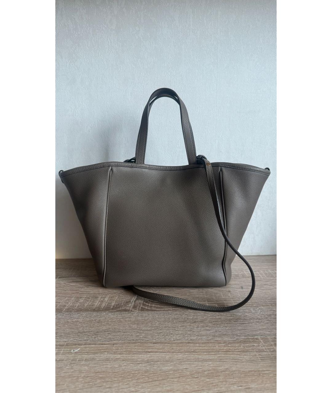 CELINE Бежевая кожаная сумка с короткими ручками, фото 3