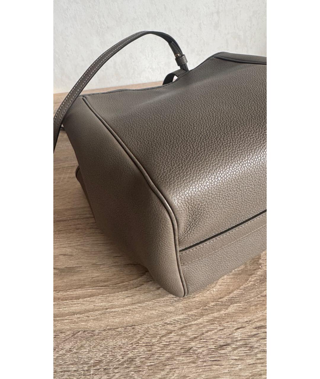 CELINE Бежевая кожаная сумка с короткими ручками, фото 5