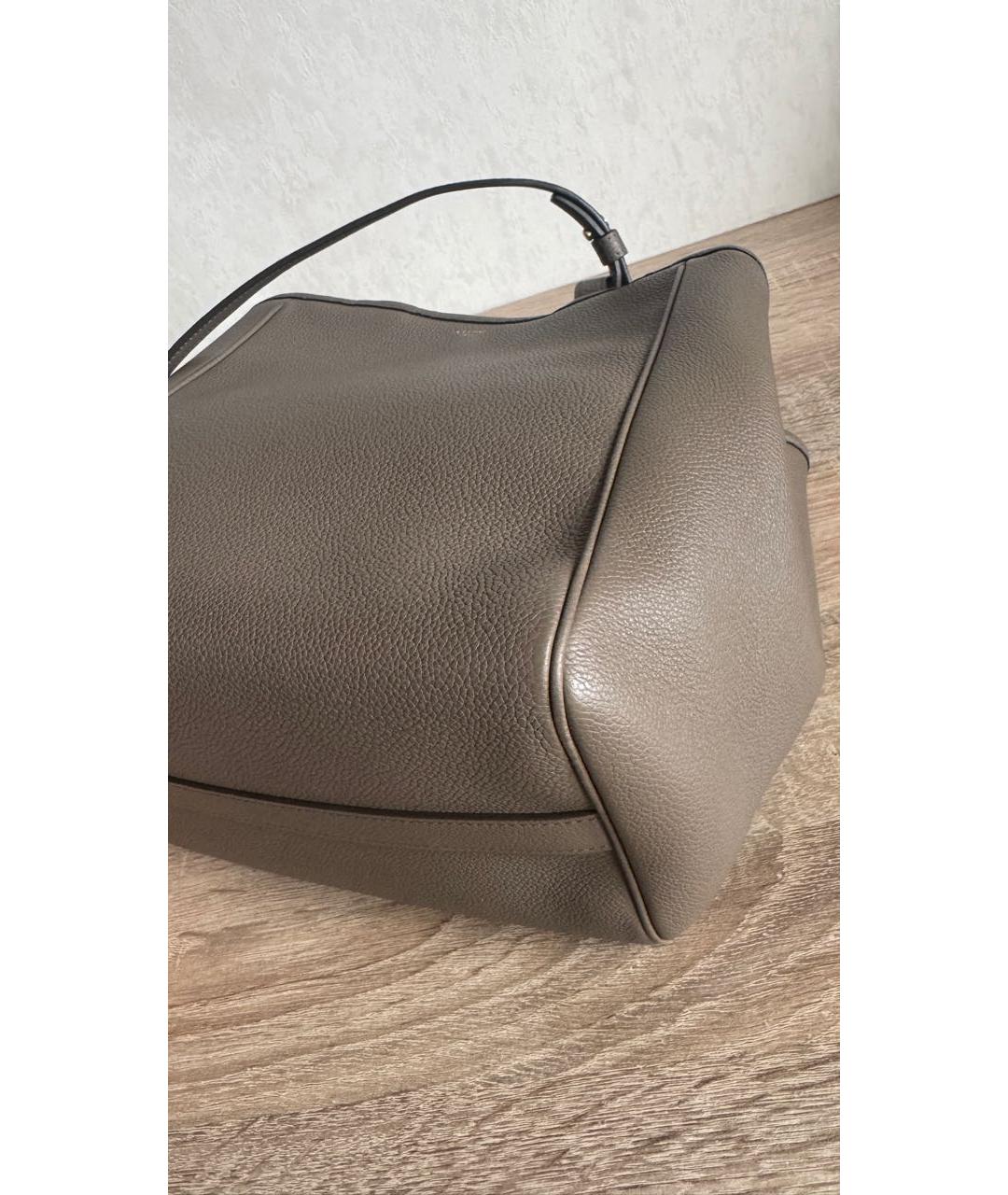 CELINE Бежевая кожаная сумка с короткими ручками, фото 4