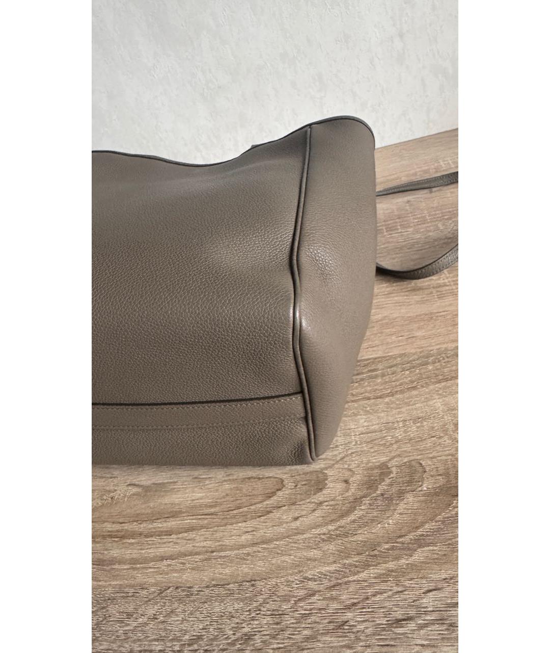 CELINE Бежевая кожаная сумка с короткими ручками, фото 6