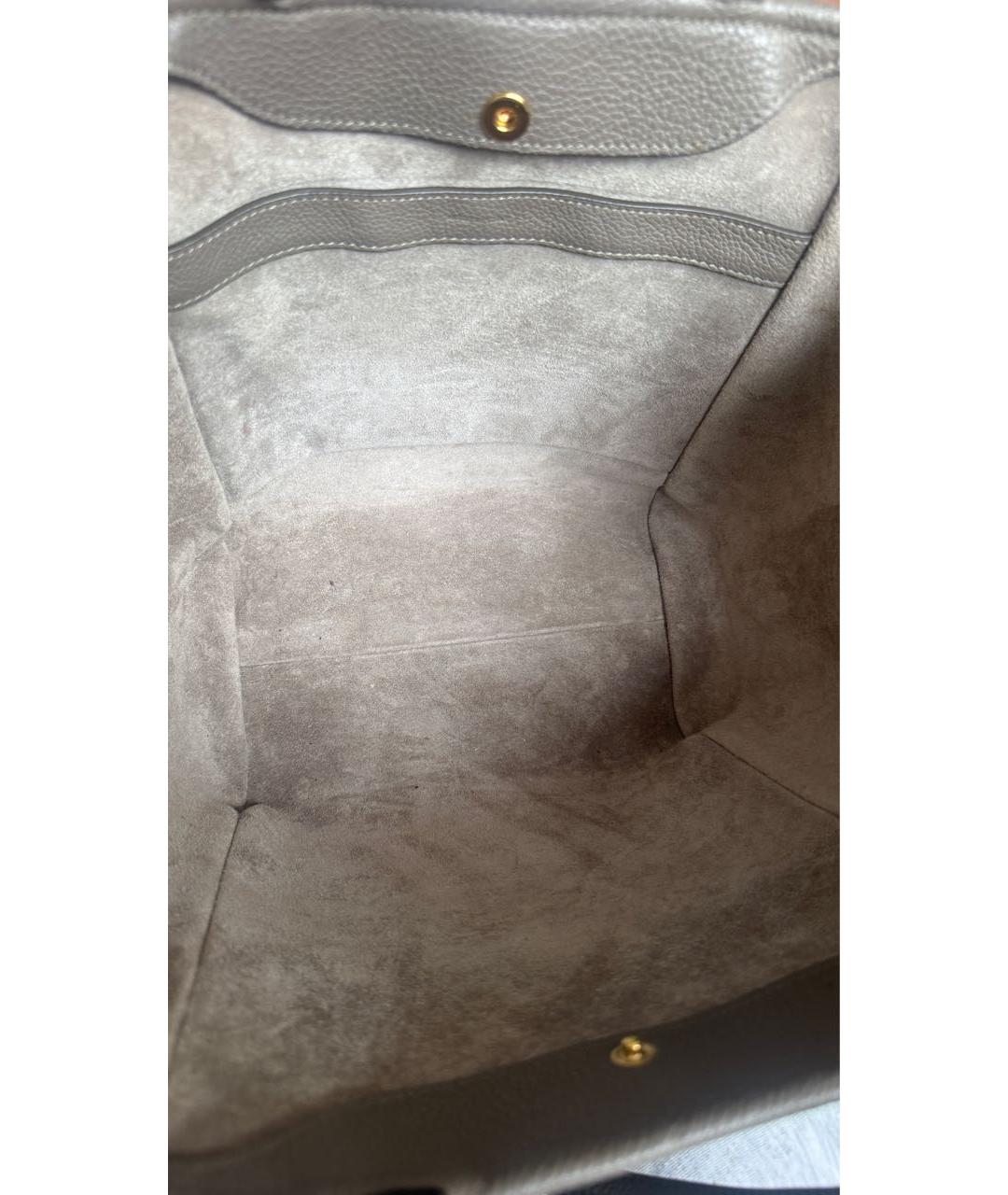 CELINE Бежевая кожаная сумка с короткими ручками, фото 8