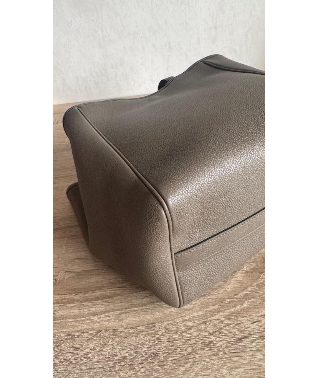 CELINE Бежевая кожаная сумка с короткими ручками, фото 7