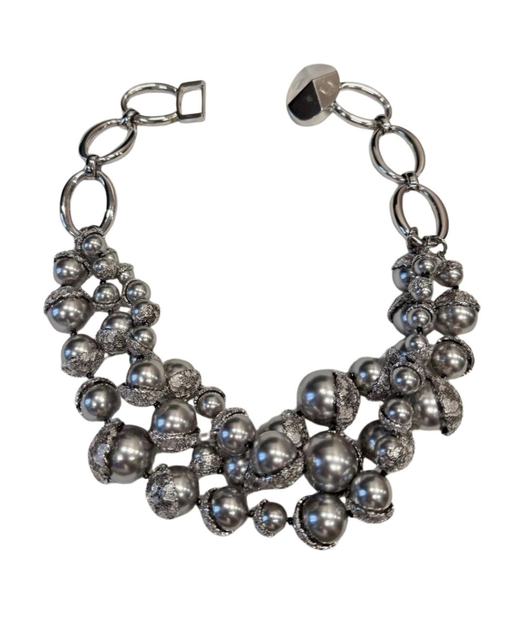 CHRISTIAN DIOR Серебряное металлическое колье, фото 1