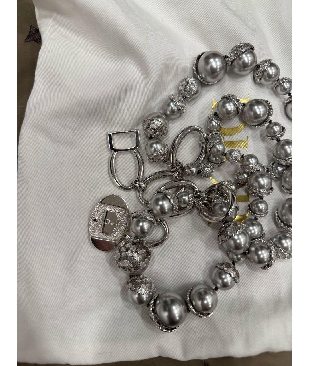 CHRISTIAN DIOR Серебряное металлическое колье, фото 3