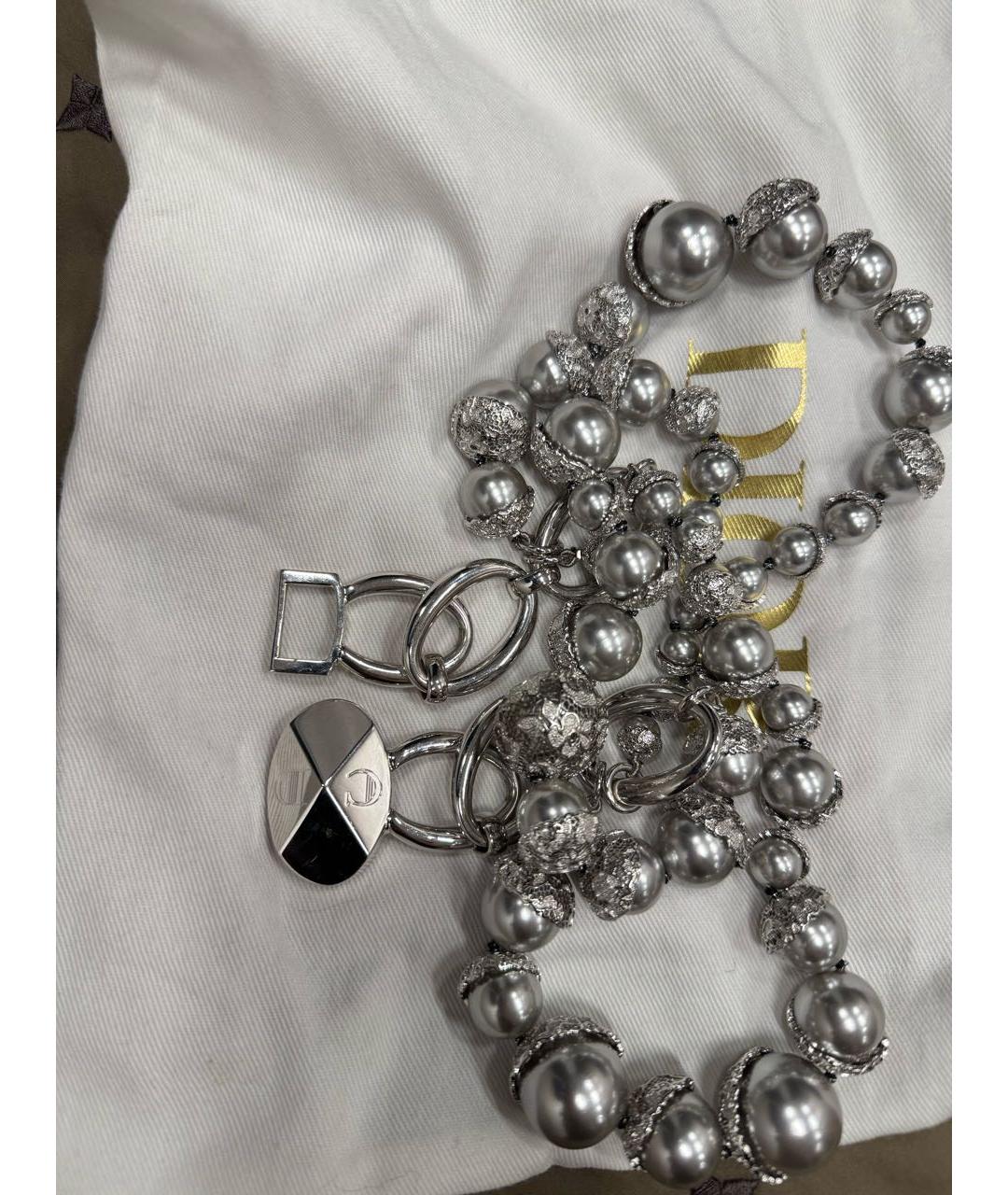 CHRISTIAN DIOR Серебряное металлическое колье, фото 2