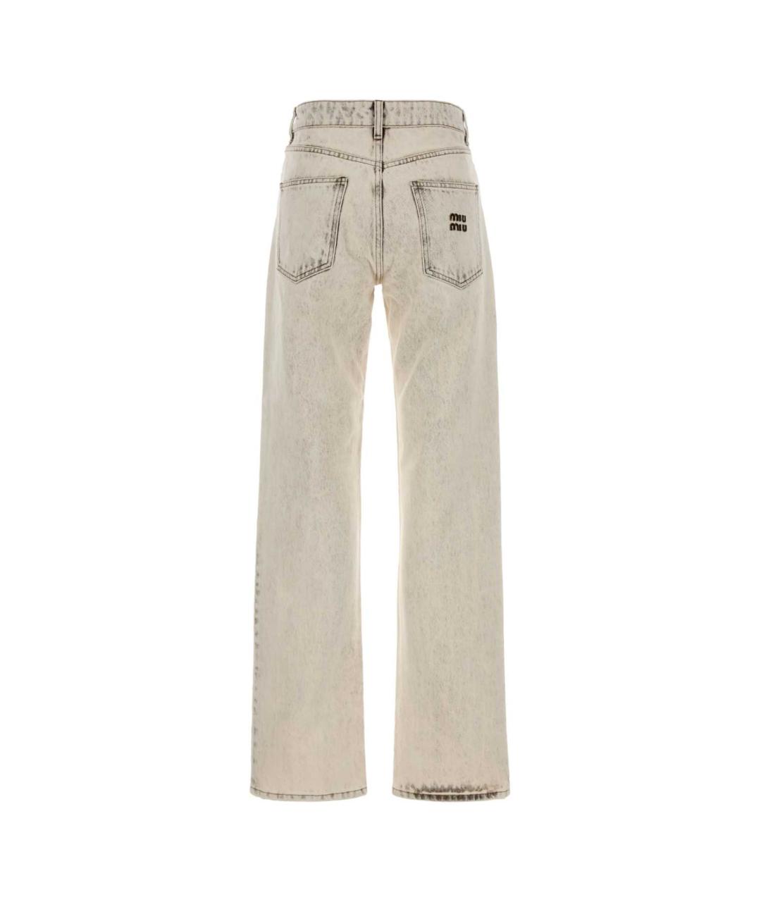 MIU MIU Бежевые хлопковые прямые джинсы, фото 2