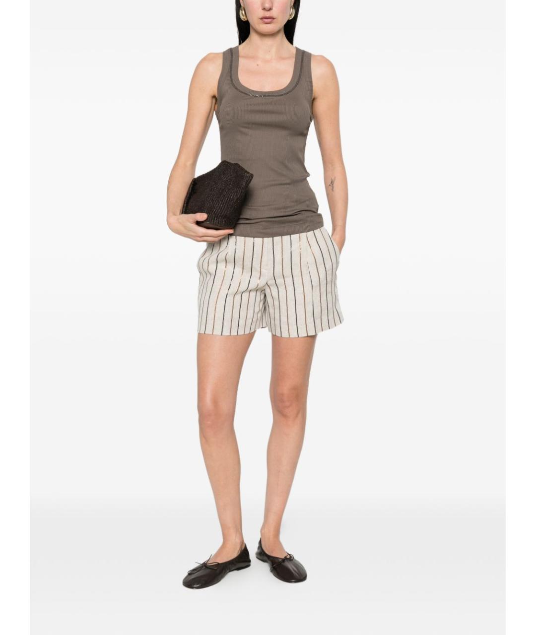 BRUNELLO CUCINELLI Бежевые льняные шорты, фото 3