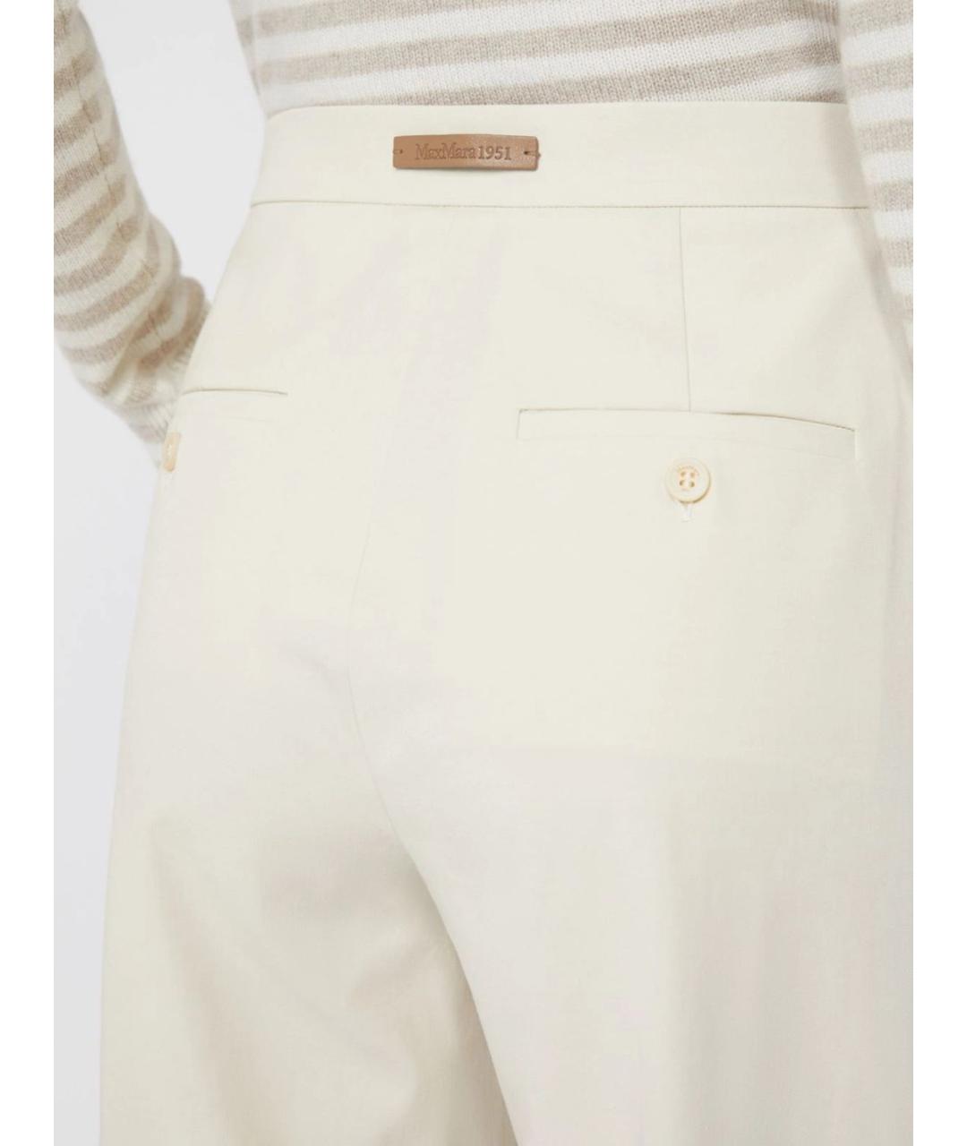 MAX MARA Белые хлопковые прямые брюки, фото 5