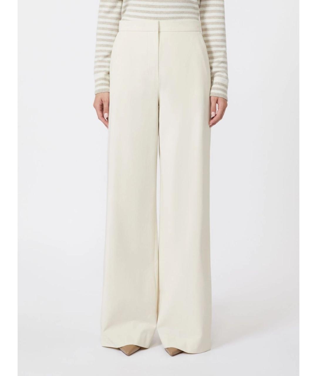 MAX MARA Белые хлопковые прямые брюки, фото 3