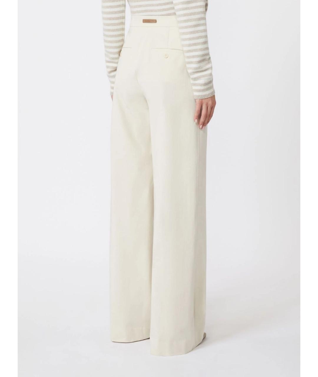 MAX MARA Белые хлопковые прямые брюки, фото 4