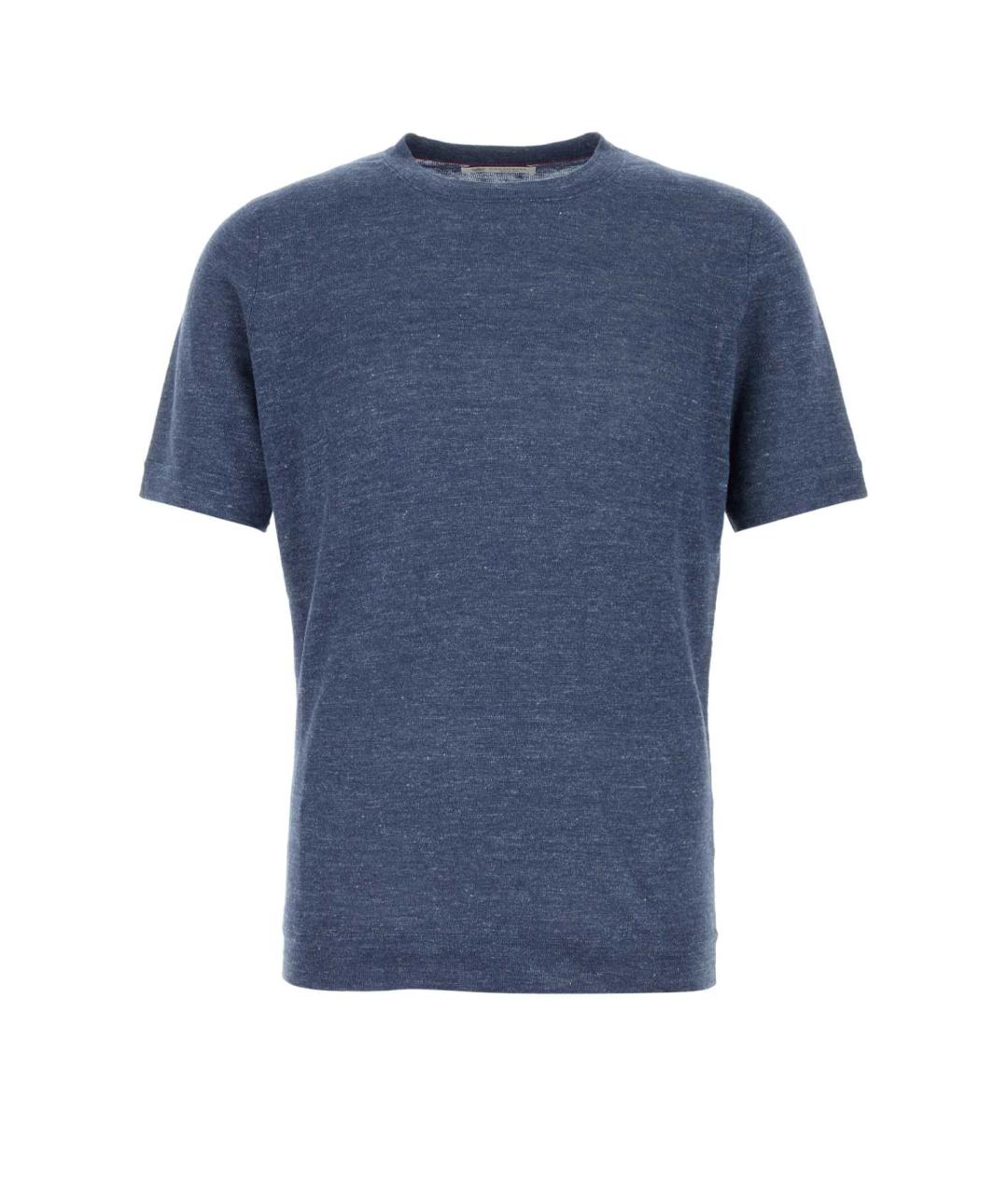 BRUNELLO CUCINELLI Синяя хлопковая футболка, фото 1