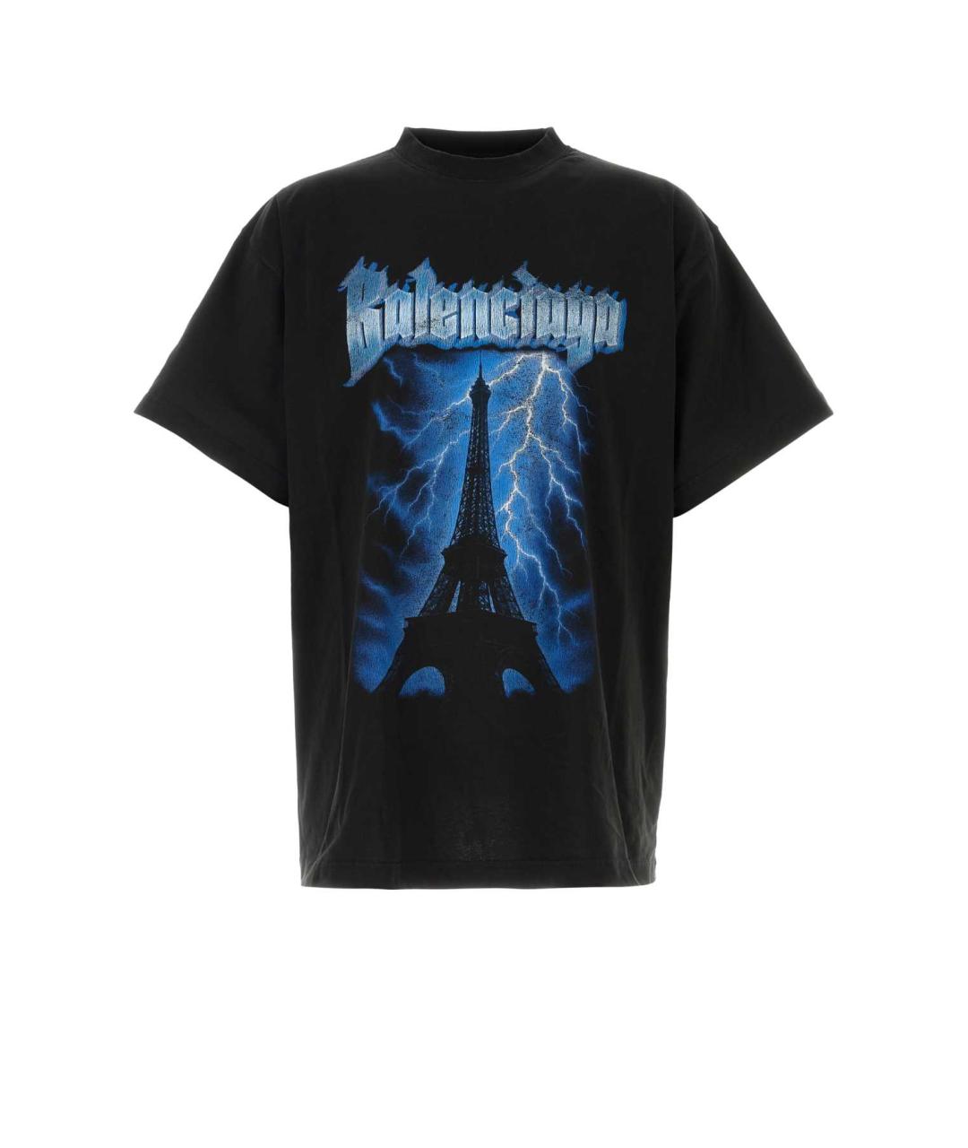 BALENCIAGA Черная хлопковая футболка, фото 1