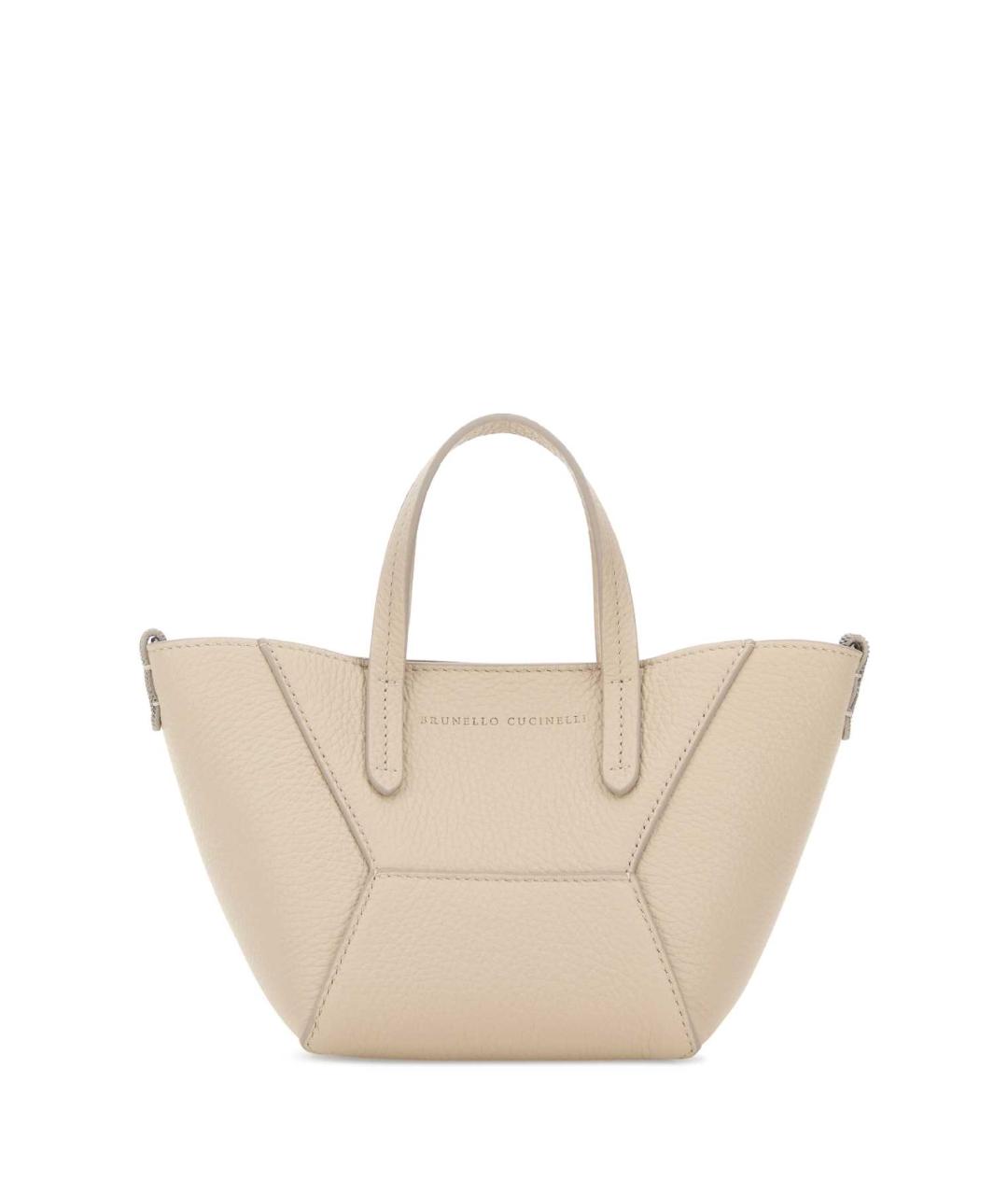 BRUNELLO CUCINELLI Бежевая кожаная сумка тоут, фото 1