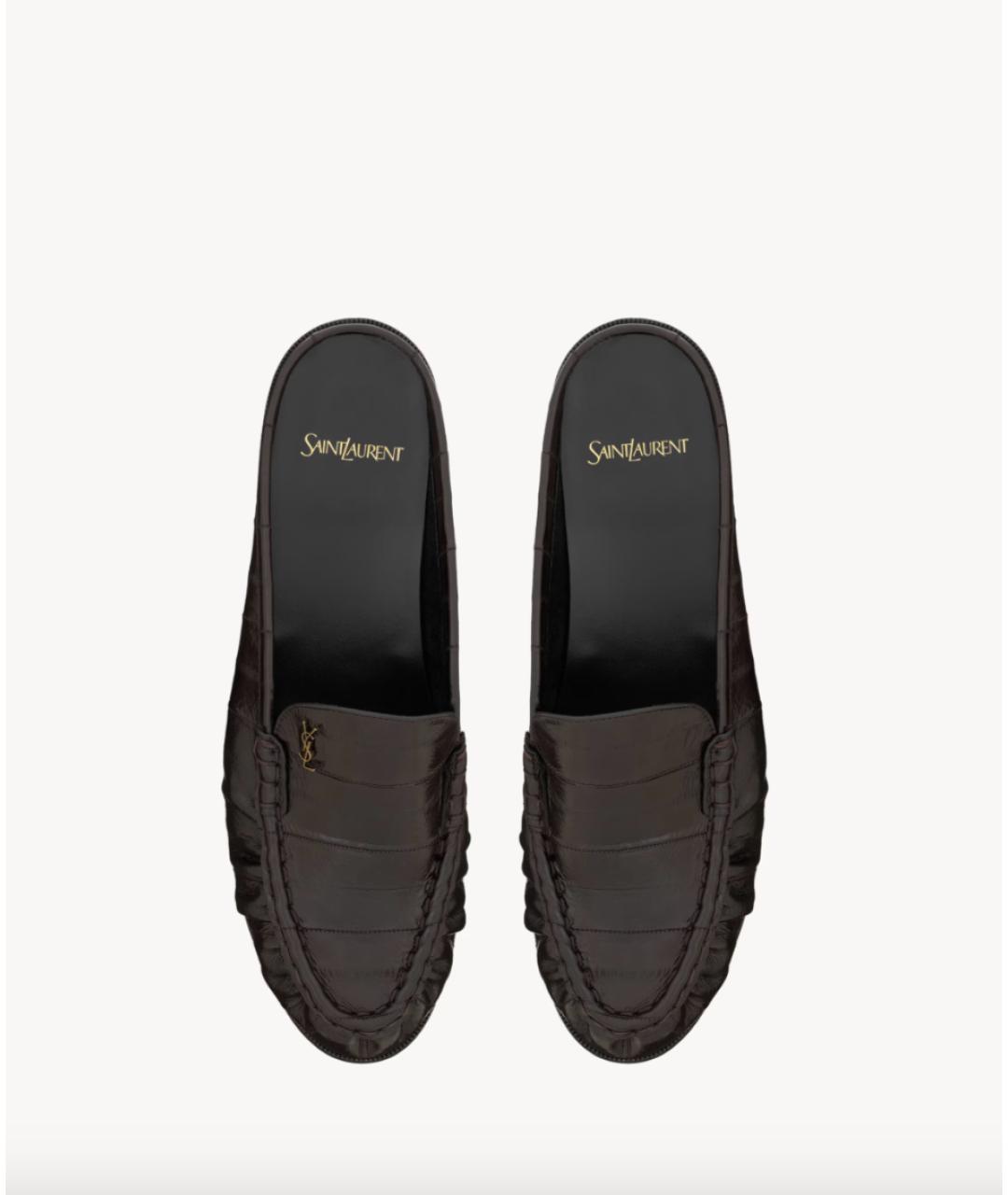 SAINT LAURENT Коричневые кожаные лоферы, фото 3