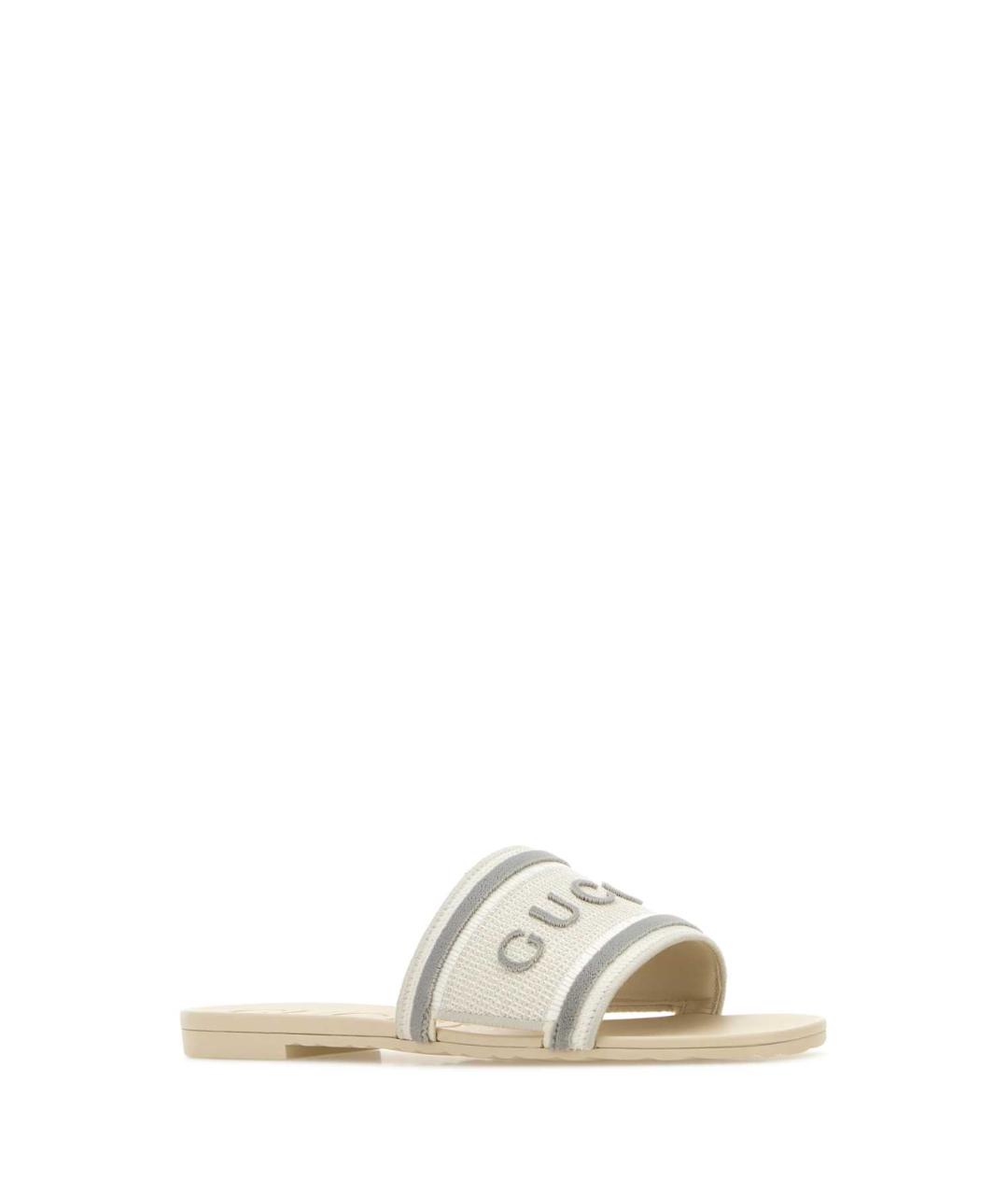 GUCCI Белые текстильные шлепанцы, фото 2