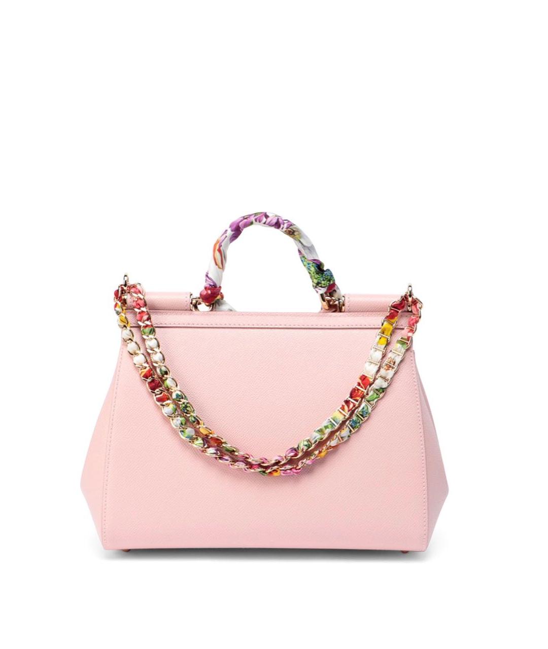 DOLCE&GABBANA Розовая кожаная сумка с короткими ручками, фото 3