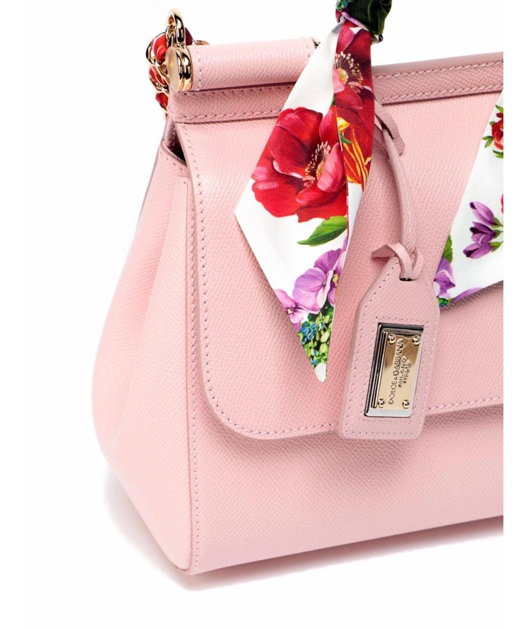 DOLCE&GABBANA Розовая кожаная сумка с короткими ручками, фото 5