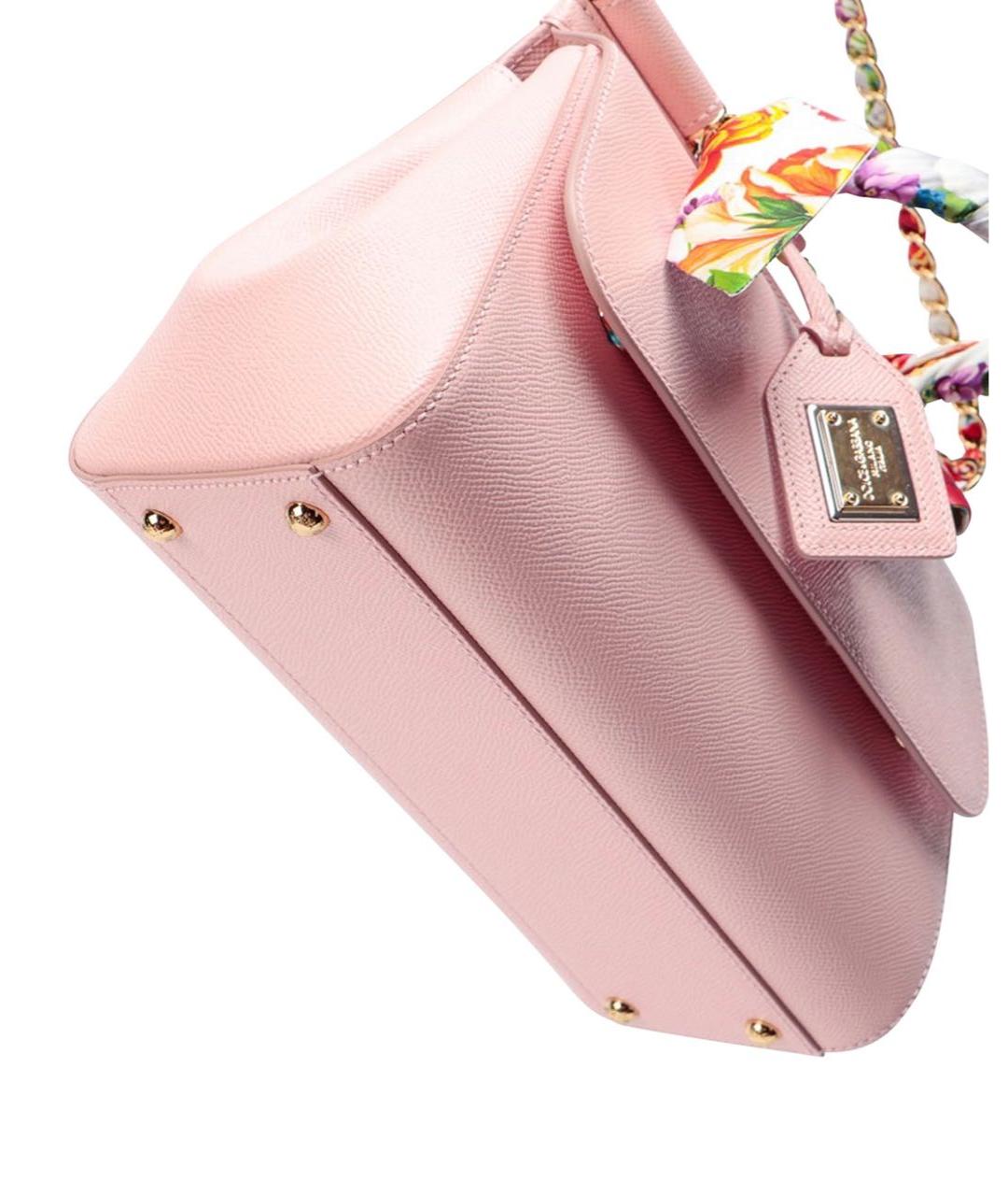 DOLCE&GABBANA Розовая кожаная сумка с короткими ручками, фото 6