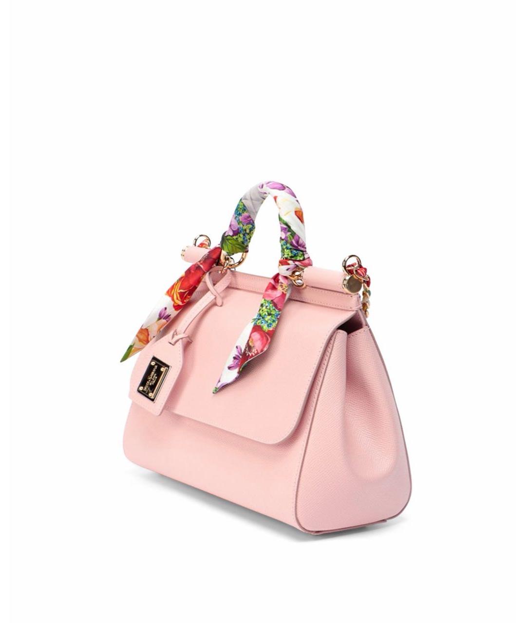 DOLCE&GABBANA Розовая кожаная сумка с короткими ручками, фото 2