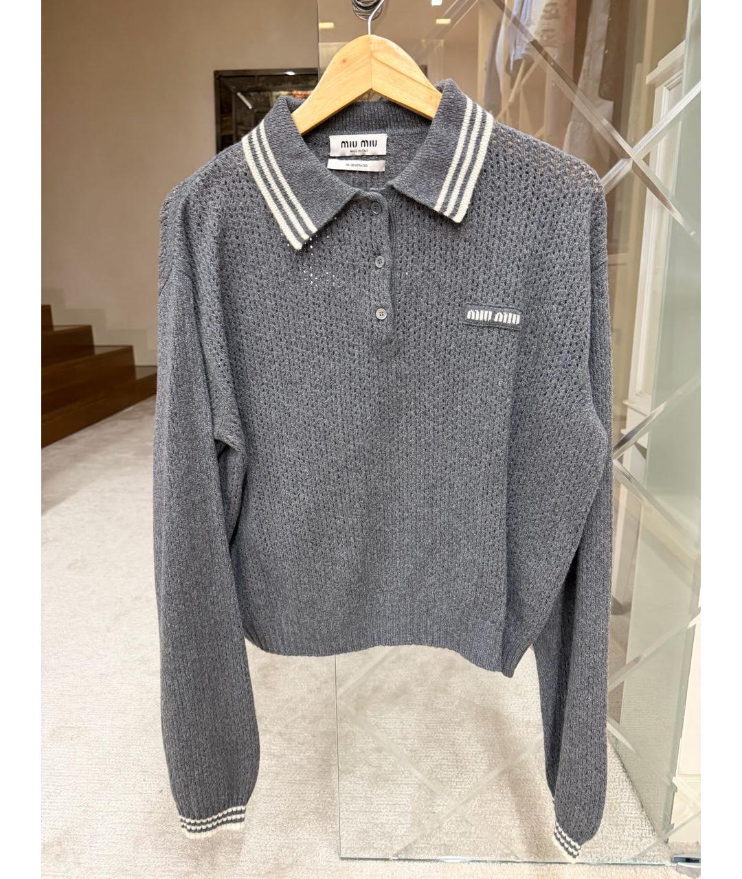 MIU MIU Серый шерстяной джемпер / свитер, фото 5
