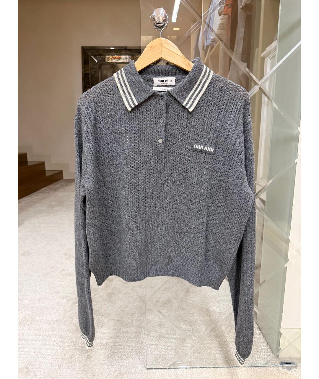MIU MIU Серый шерстяной джемпер / свитер, фото 3