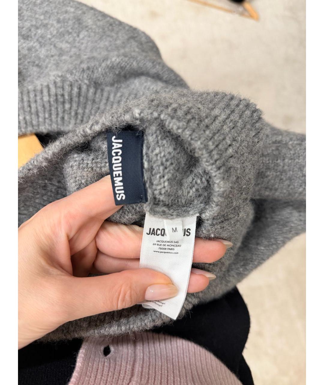 JACQUEMUS Серый шерстяной джемпер / свитер, фото 3