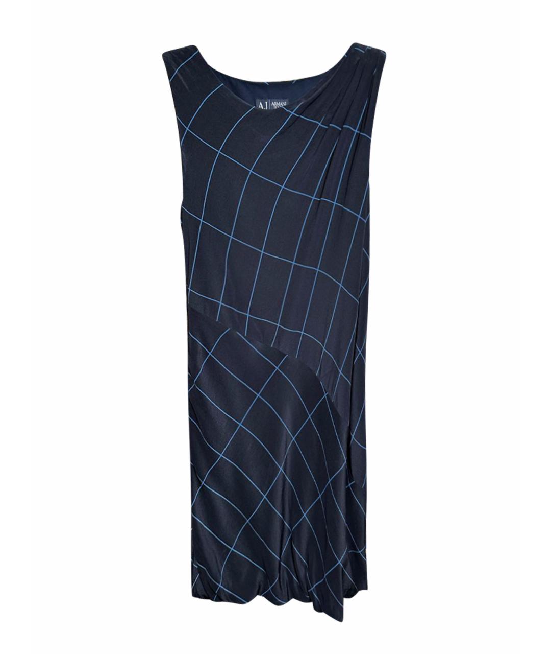 ARMANI JEANS Синее шелковое повседневное платье, фото 1