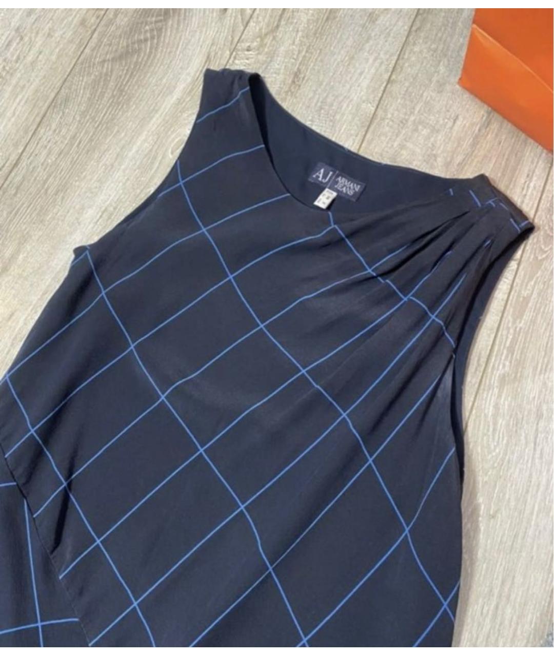 ARMANI JEANS Синее шелковое повседневное платье, фото 4