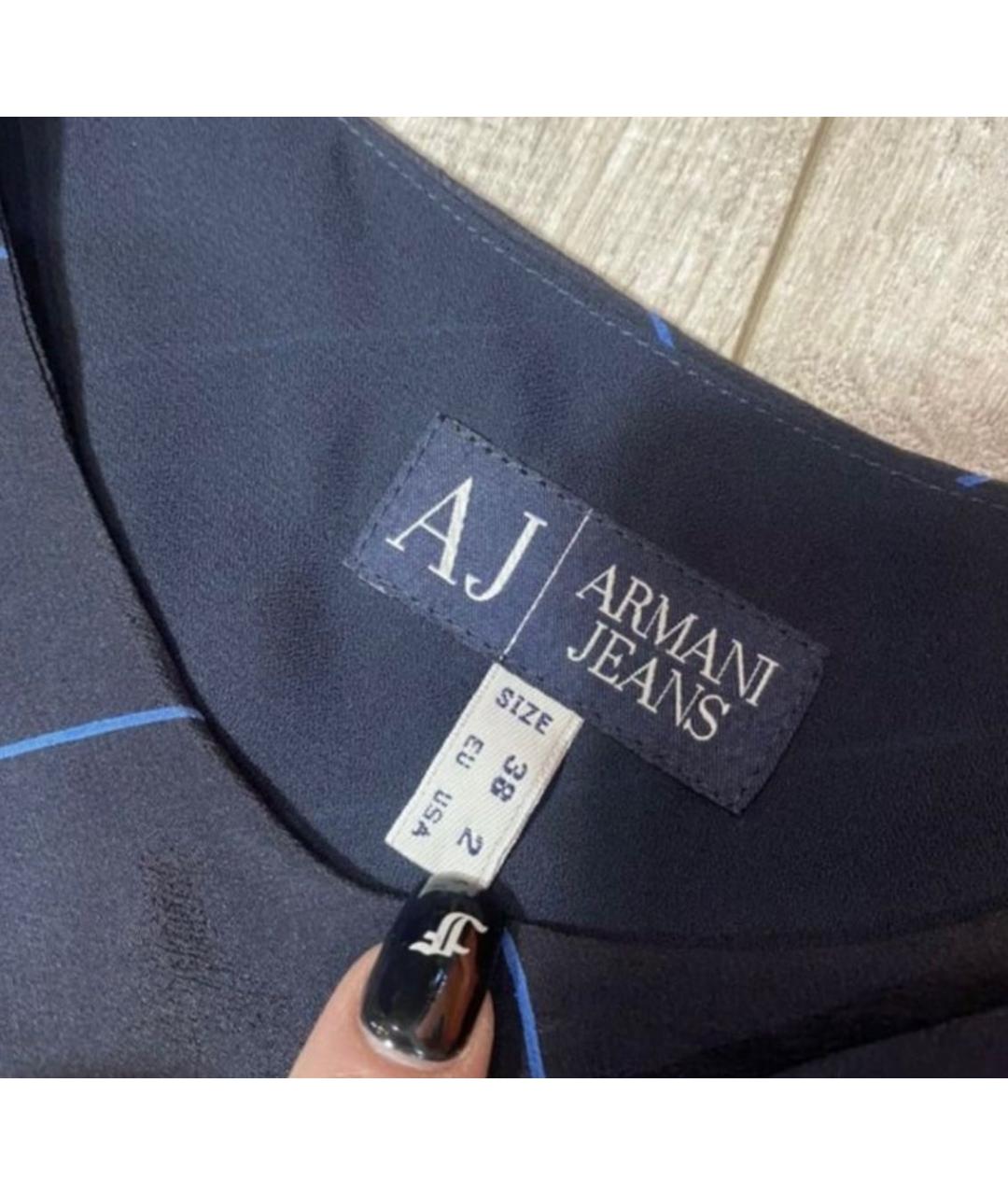 ARMANI JEANS Синее шелковое повседневное платье, фото 6