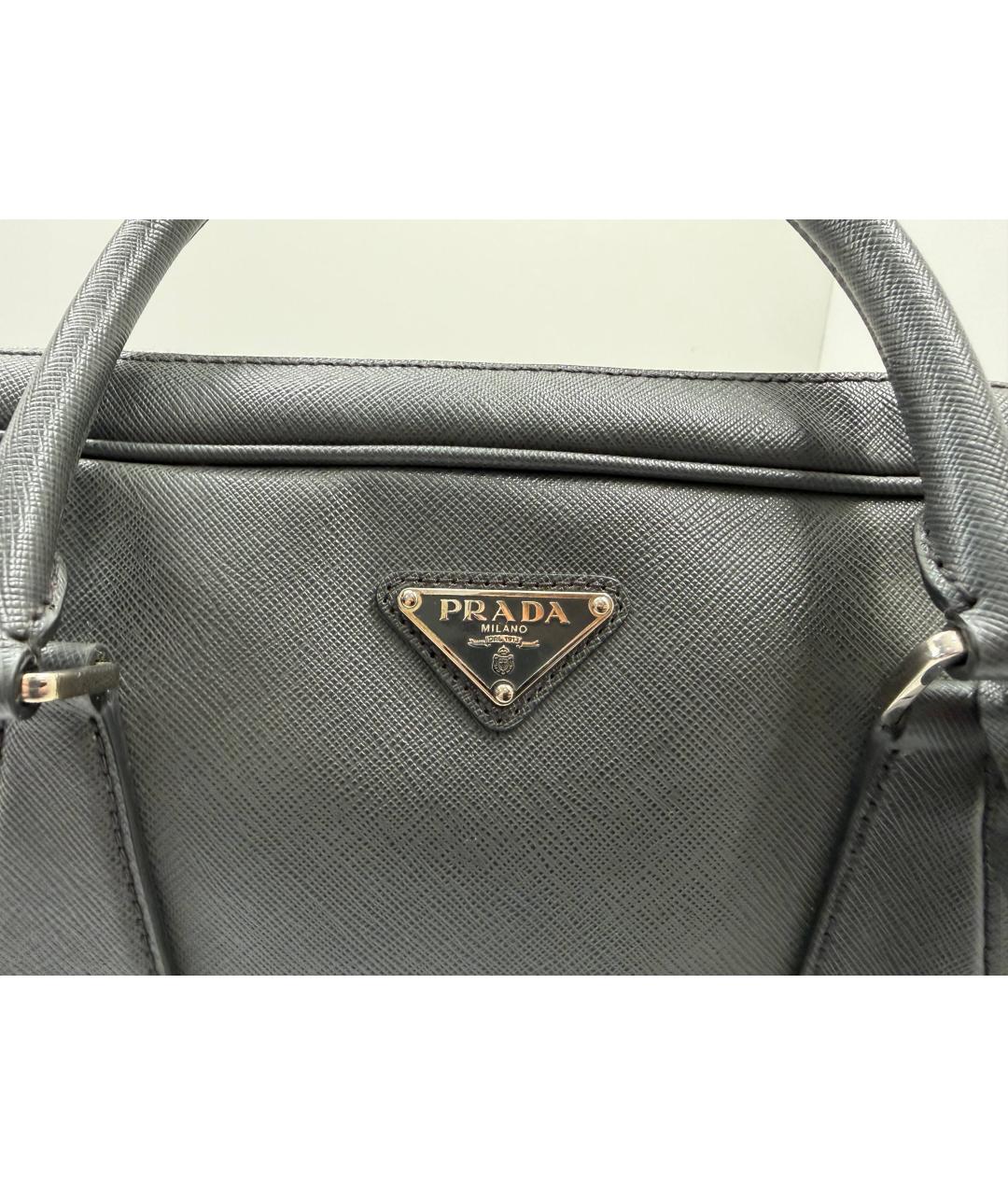 PRADA Черный кожаный портфель, фото 6