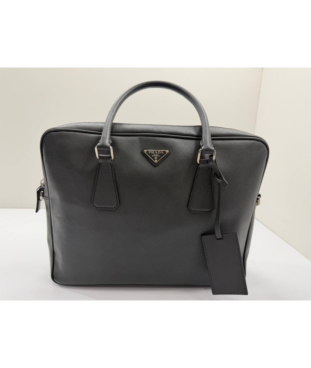 PRADA Черный кожаный портфель, фото 2