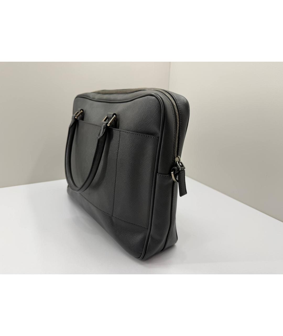 PRADA Черный кожаный портфель, фото 9