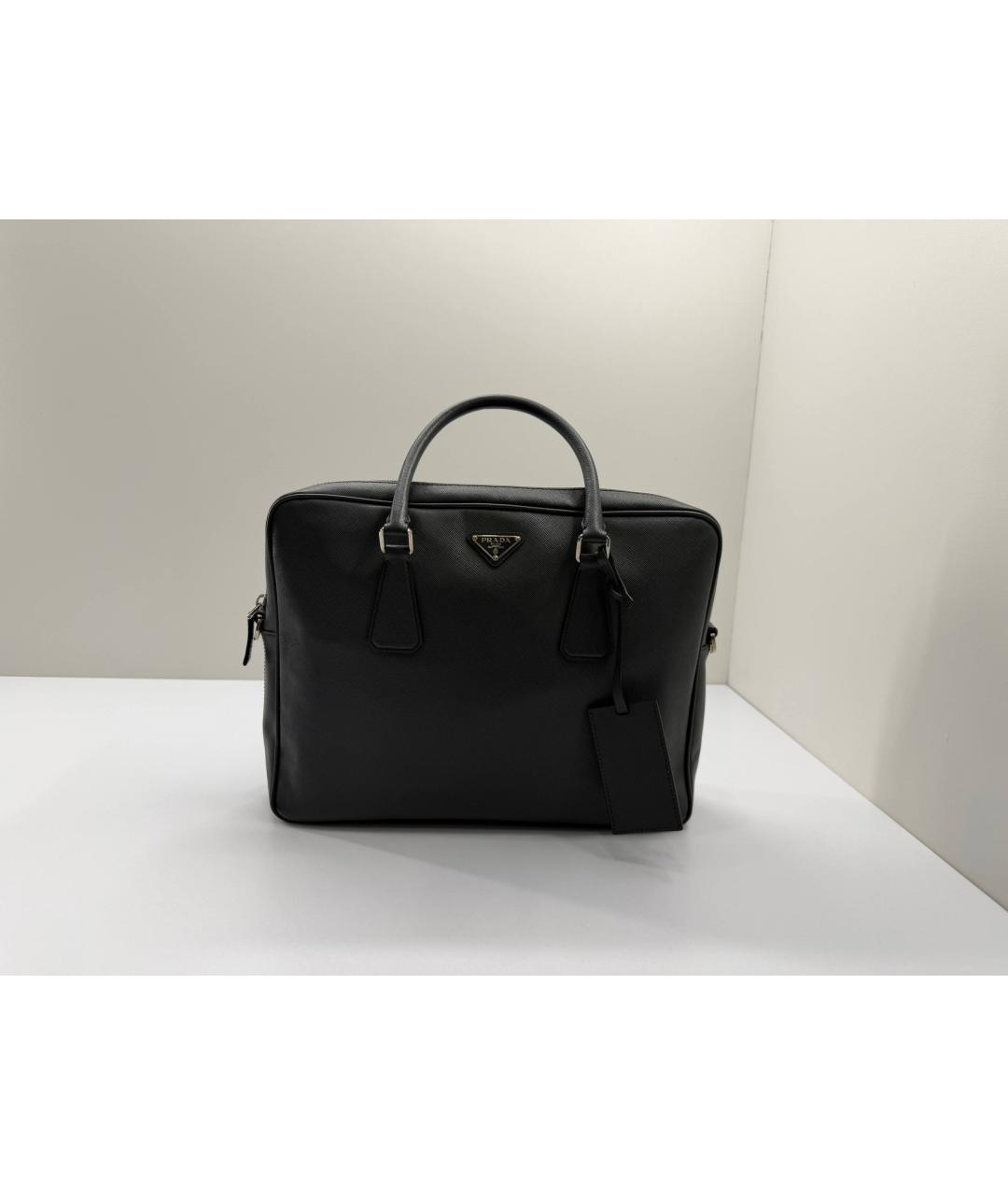 PRADA Черный кожаный портфель, фото 3